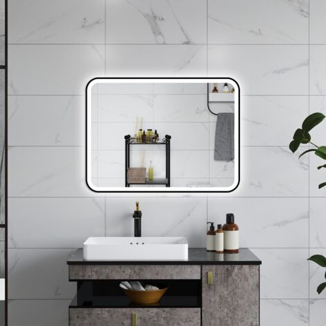 Ducha CasaEspejo LED con Antivaho,Iluminación Inteligente,3 Tonos de Color,Control Táctil,Función de Memoria,90×70cm