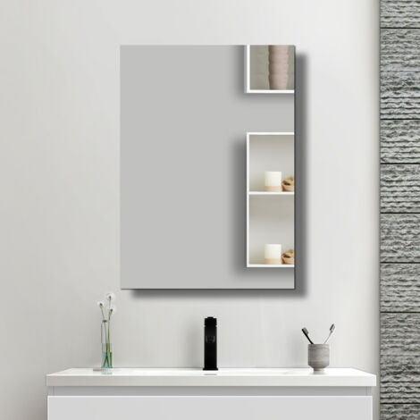Ducha Casa Armario espejo de baño blanco con espacio de almacenamiento
