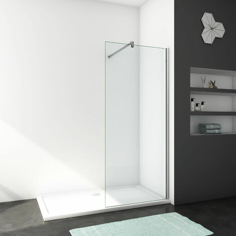 Mampara de ducha frontal 1 hoja sin marco exterior, 10mm cristal templado antical, barra 140cm, 110x200cm (1/5)