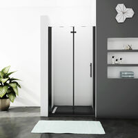 Ducha Casa 80x190cm Mampara de ducha frontal plegable con bisagra dos hojas, 5mm cristal templado antical, marco negro