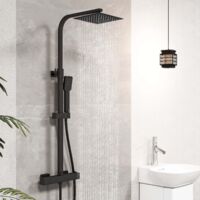 Columna de Ducha Termostática Ducha Casa negro mate alcachofa cuadrada y ducha superior grande