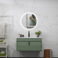 Espejo de Ducha Casa Espejo de baño con luz LED, redondo, 60 x 60 cm, con función antivaho, brillo ajustable ,memoria agapada.