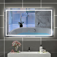 DUCHA CASA Espejo de baño con luz led,80 x 60 cm, antinieble, luz blanca, brillo regulable, función de memoria agapada,apagado automático tras una hora de inactividad