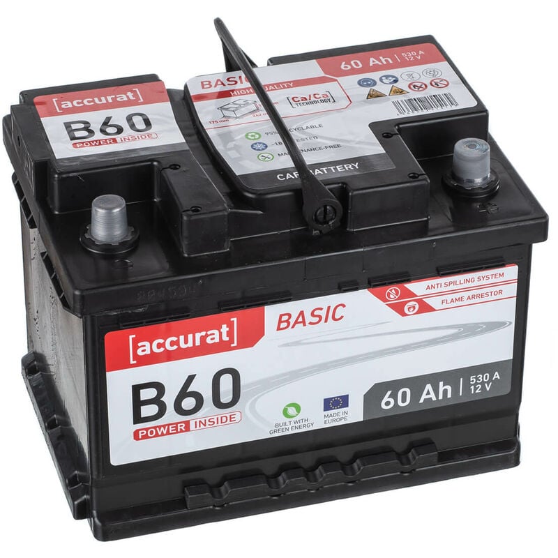 Accurat Basic B60 Batterie Voiture 12V 60Ah Cellule Humide