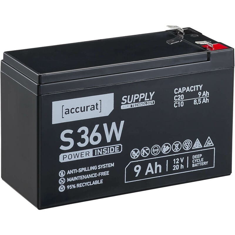 Accurat Supply S36W 12V 9Ah AGM Solaire batterie au plomb 151 x 65
