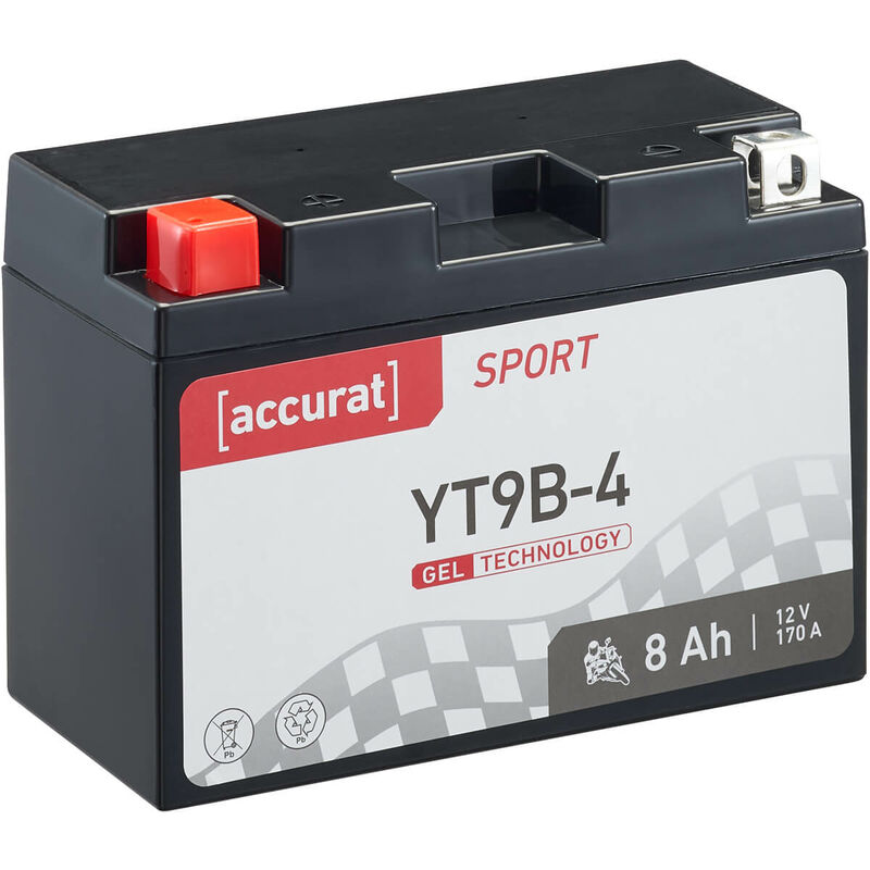 Accurat Sport SG-YT9B-4 Batterie Moto/Quad YT9B-4 Gel 8Ah 12V 170 A 150 x  70 x 105 mm