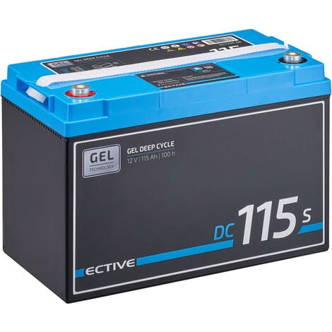 ECTIVE EDC115SG Batterie Décharge Lente 12V 115Ah GEL Solaire avec écran  LCD marine, moteur électrique bateau