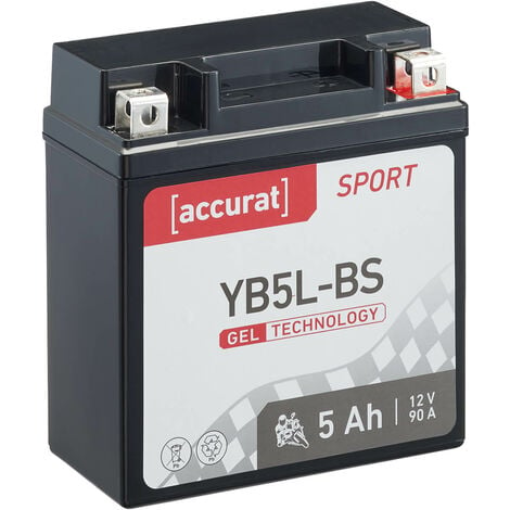 Accurat Sport SG-YB5L-BS Batterie Moto 12V 5Ah 90A Gel 119 x 60 x 129