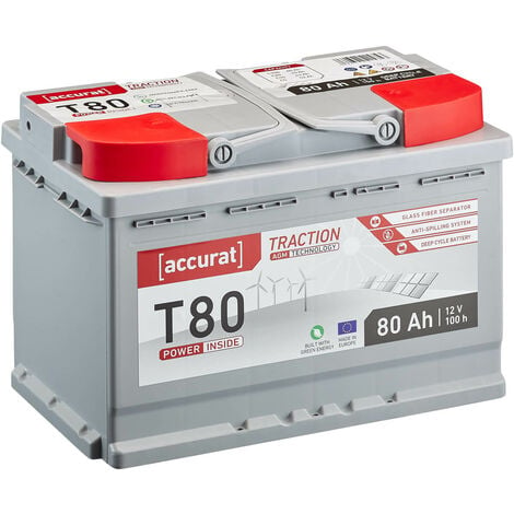 Accurat Traction T80 Batterie Décharge Lente 12V 80Ah AGM Solaire