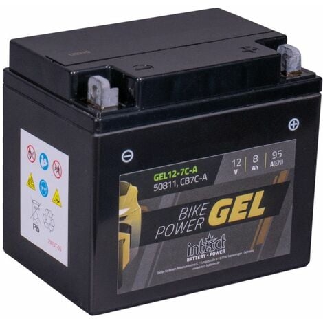 Intact GEL12-7C-A Batterie Moto Bike-Power 12V 8Ah 95A Gel 129 x 89 x 114 mm
