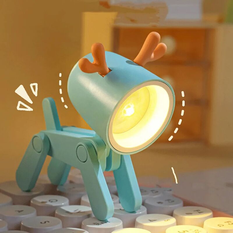 6x Mini LED Night Light Dog Deer Cute Pet Light Cartoon Pet Lampada da  tavolo pieghevole Room Decor Lamp