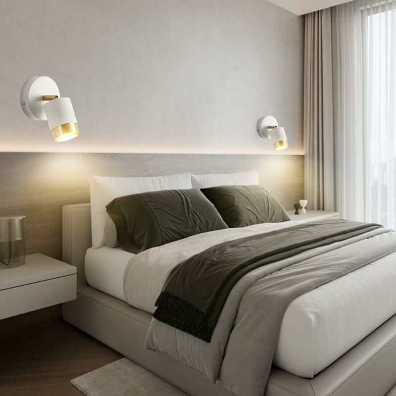 Lampada da parete per camera da letto con interruttore GU10 rovere