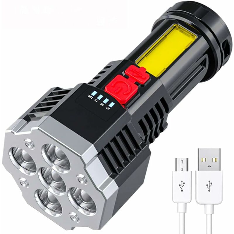 Acquista Torcia a 5 LED Luce forte da esterno portatile COB Luce laterale  Luce da lavoro Torcia a LED ricaricabile USB