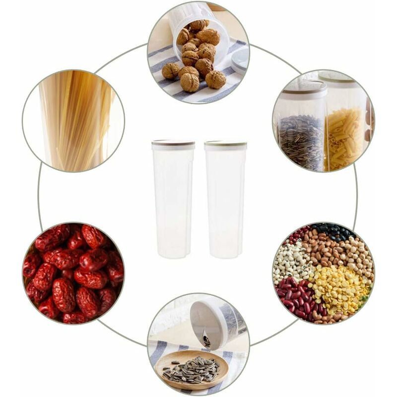 Contenitore per cereali, cucina multiuso in plastica con coperchio  girevole, utilizzato per conservare spaghetti, cereali e alimenti secchi 2  pezzi (cachi).