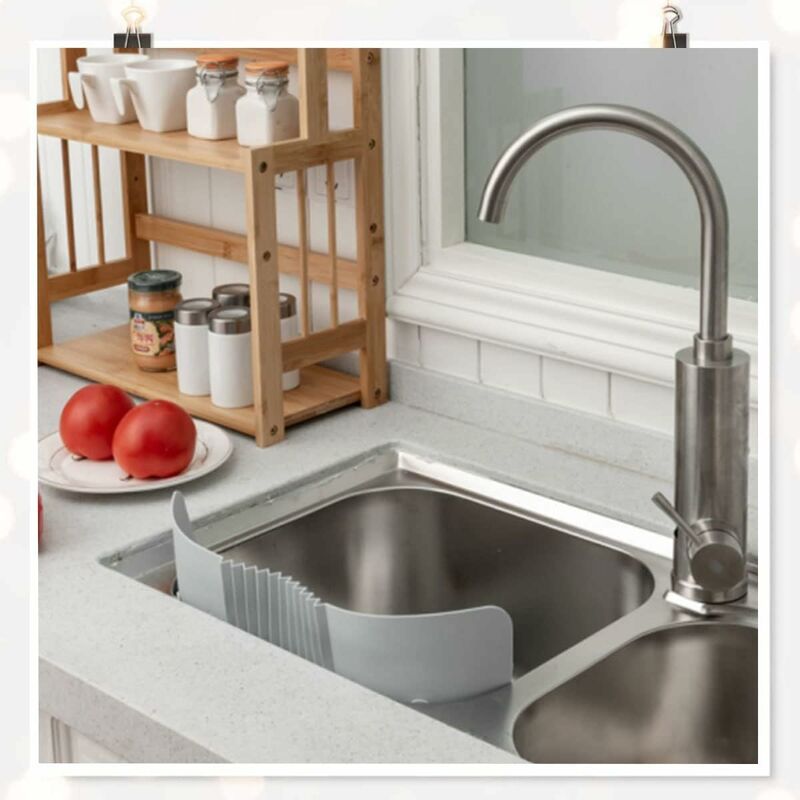 Paraspruzzi per lavello da cucina, paraspruzzi contro i bordi dell’acqua, design a ventosa e facile da pulire