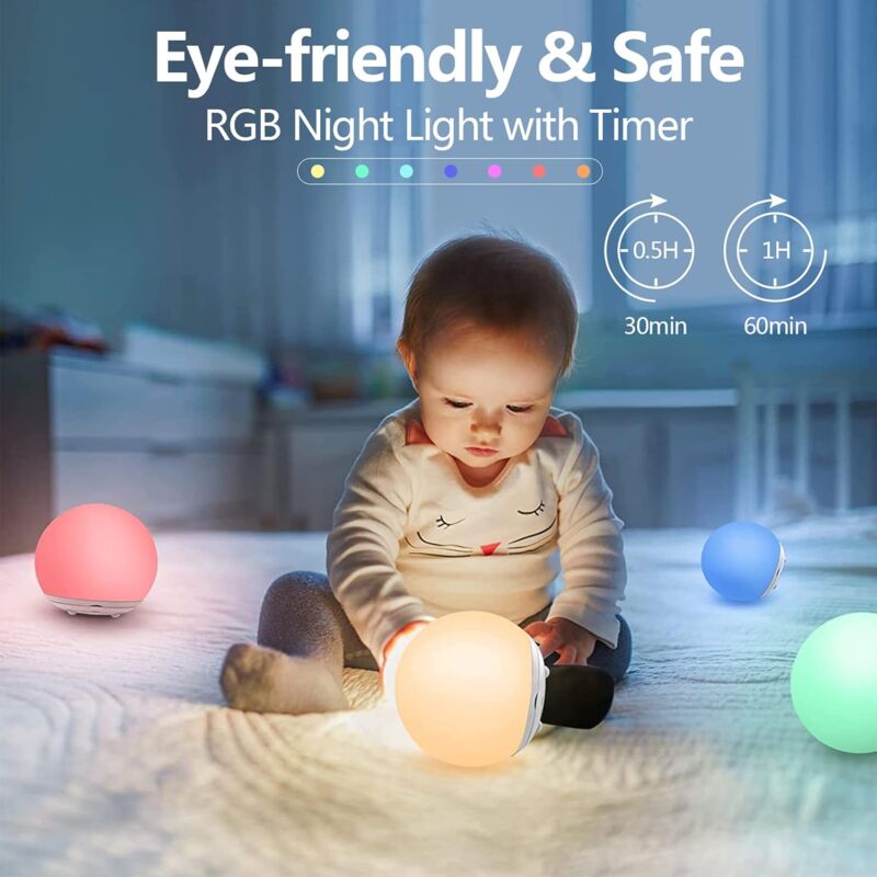 Luce Notturna Ricaricabile Per Bambini - Mini Lampada Touch LED, Portatile Per Allattamento E Cameretta, Dimmerabile - Foto 5