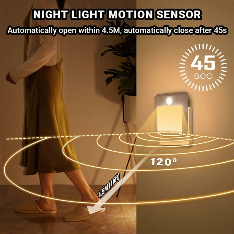 REV Luce Notturna A LED Con Spina Europea - 0,2W, Luce Gialla Calda Per Scale E Camerette - Alloggiamento Bianco - 4