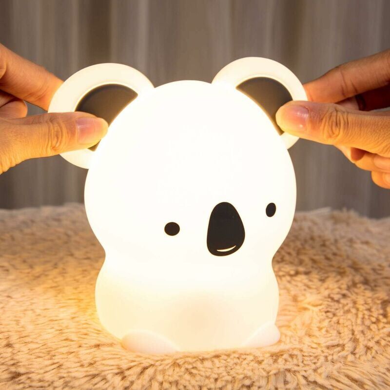 Luce notturna per bambini, luce notturna ricaricabile a led per bambini con  morbido koala in silicone forma carina e design multicolore RGB Telecomando  compatibile e touch dimm