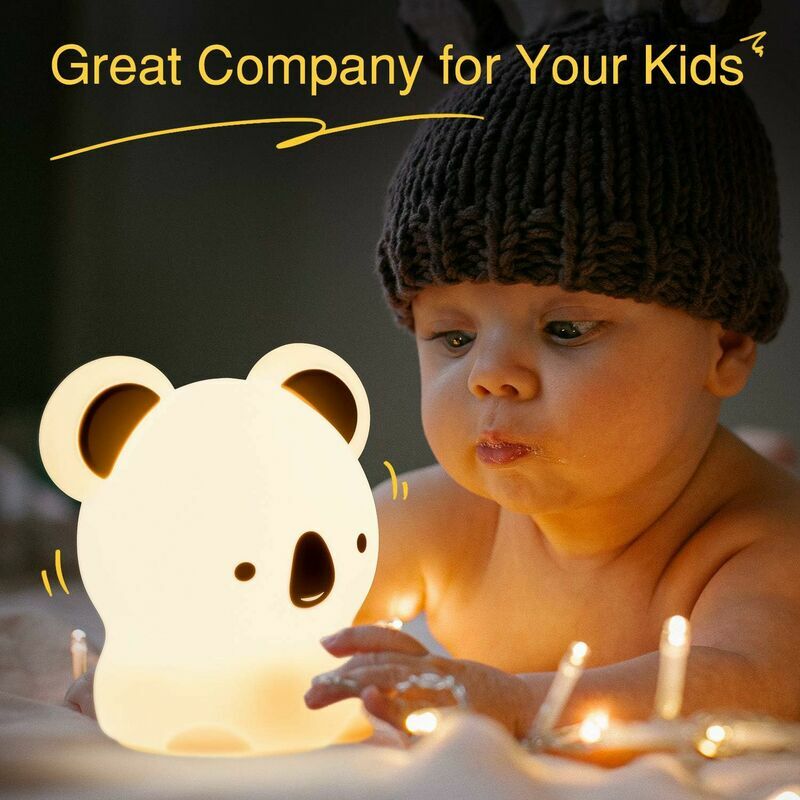 Luce notturna per bambini, luce notturna ricaricabile a led per bambini con  morbido koala in silicone forma carina e design multicolore RGB Telecomando  compatibile e touch dimm