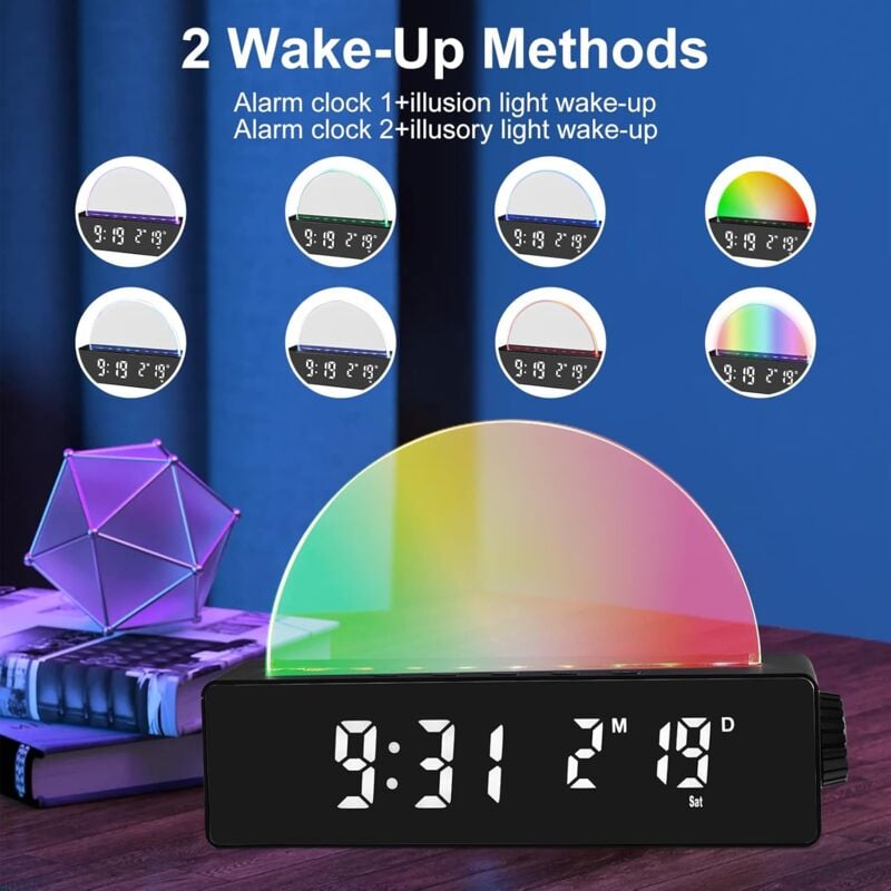 Sveglia con luce, sveglia con luce Wake Up, macchina bianca del rumore,  lampada da comodino, lampada da tavolo touch dimmerabile, lampada da tavolo  con 10 sonori, snooze/timer, indicatore di : : Illuminazione