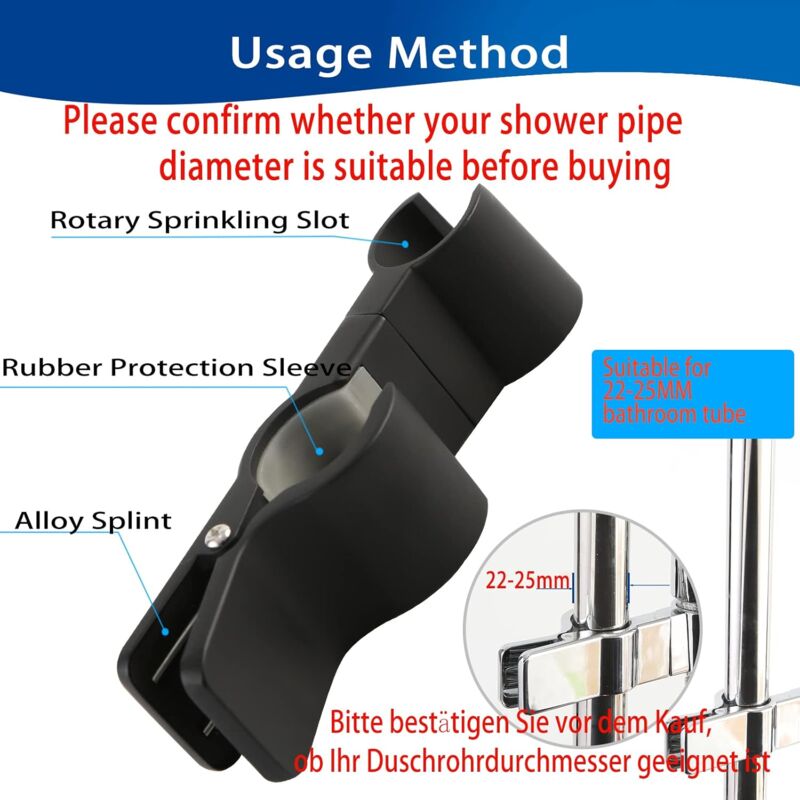 Supporto Soffione Doccia Regolabile 360° | In Acciaio Argento | Con Cacciavite E Viti - Foto 13