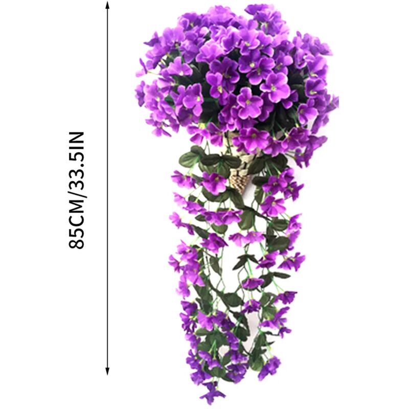 Impatiens Set Cesto Appendere Con Fiori Artificiali: Decorazione Balcone Con Catena, Fiori Finti Viola E Rosa, Altezza 50 Cm - 5