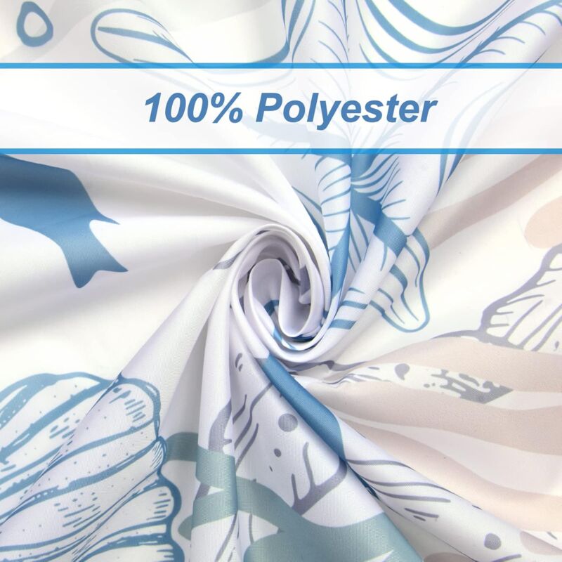 Tenda Doccia Antimuffa 180x180 Cm Con Stampa Delfini - Tessuto Impermeabile Poliestere, 12 Anelli, Lavabile (Blu Oceano)