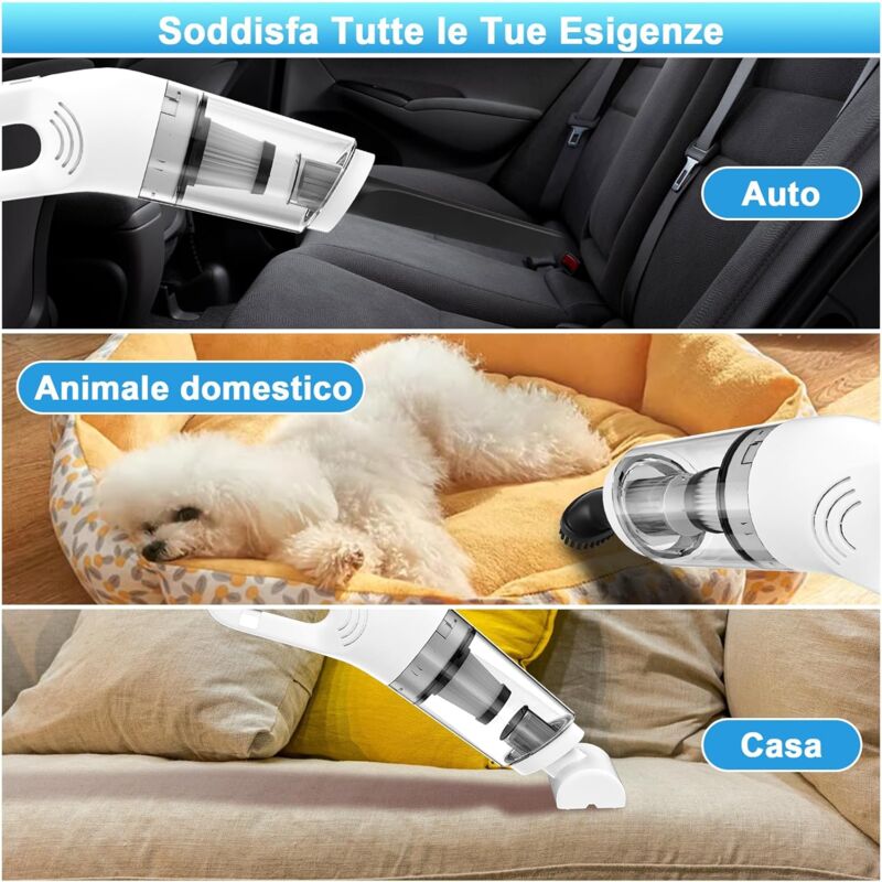 Aspirapolvere Portatile 9000 Pa - Ricaricabile USB, 4 In 1, Soffiatore, Leggero, Per Auto E Casa - Foto 6