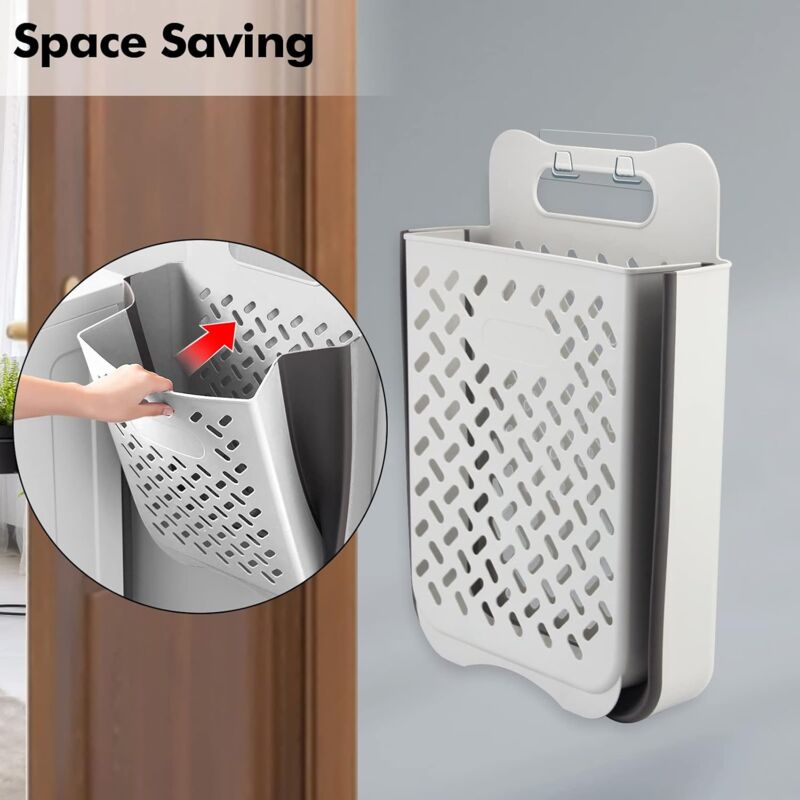 Relaxdays Cesto Portabiancheria Pieghevole, 22 Litri, Contenitore Salvaspazio in Plastica con