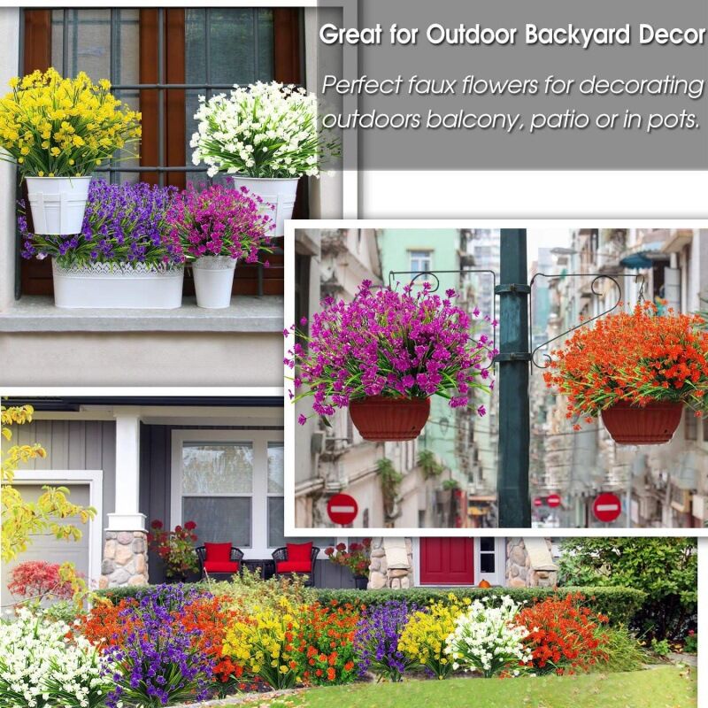 LARDUX Cestini artificiali da appendere con fiori, 30,5 cm, fiori finti in cesto sospeso, per esterni, giardino, patio, portico, terrazza, cortile, decorazione, fai da te, montalo da solo