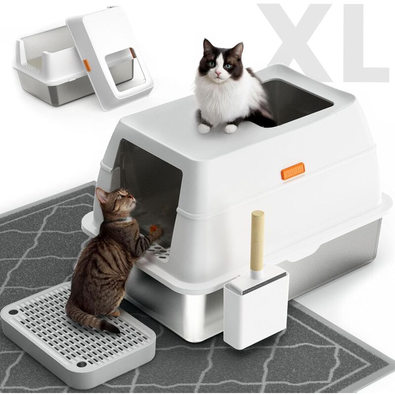 Lettiera Chiusa Per Gatti Lifewit In Acciaio Inox - XXL Con Coperchio E Paletta - Foto 2