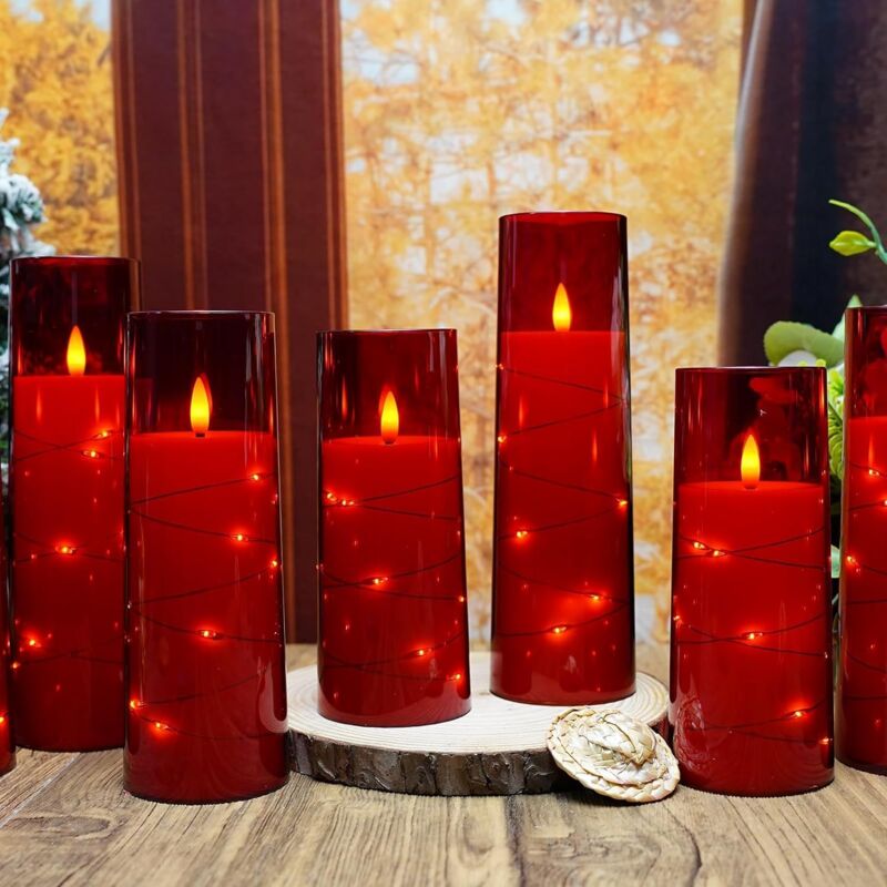 6 Candele LED Ricaricabili In Vetro Dorato - Con Timer E Telecomando, Dimmerabili, Senza Fiamma, Per Decorazioni (10/12.5/15cm) - Foto 4