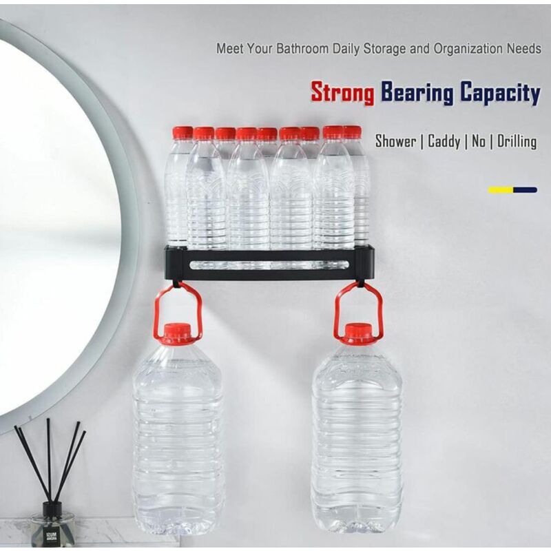 Mensola Doccia Autoadesiva In Alluminio 40cm Nera - Senza Foratura, Resistente All'acqua E Alla Ruggine - Foto 2