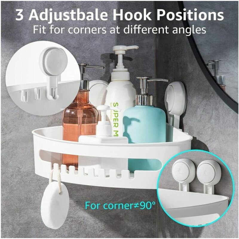 Mensola organizer da doccia in alluminio con ventose