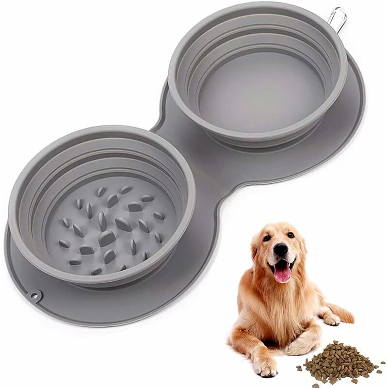 Ciotole Pieghevoli Per Cani - 2 Pezzi In Silicone, Con Moschettone, 350 Ml, Azzurro E Giallo - Foto 7