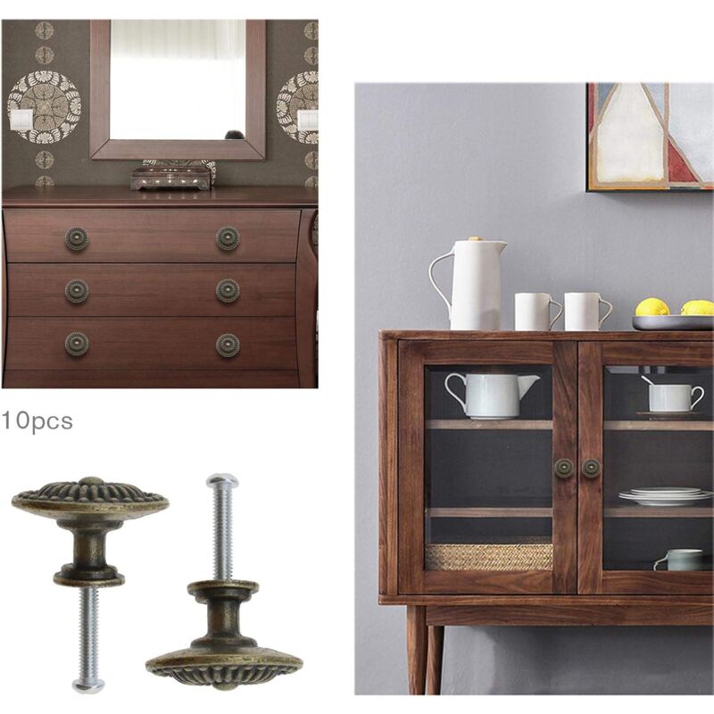 20 Pomelli Per Cassetti In Plastica ABS - Effetto Legno, Marrone Scuro, Con Viti, Per Mobili E Armadi - Foto 10