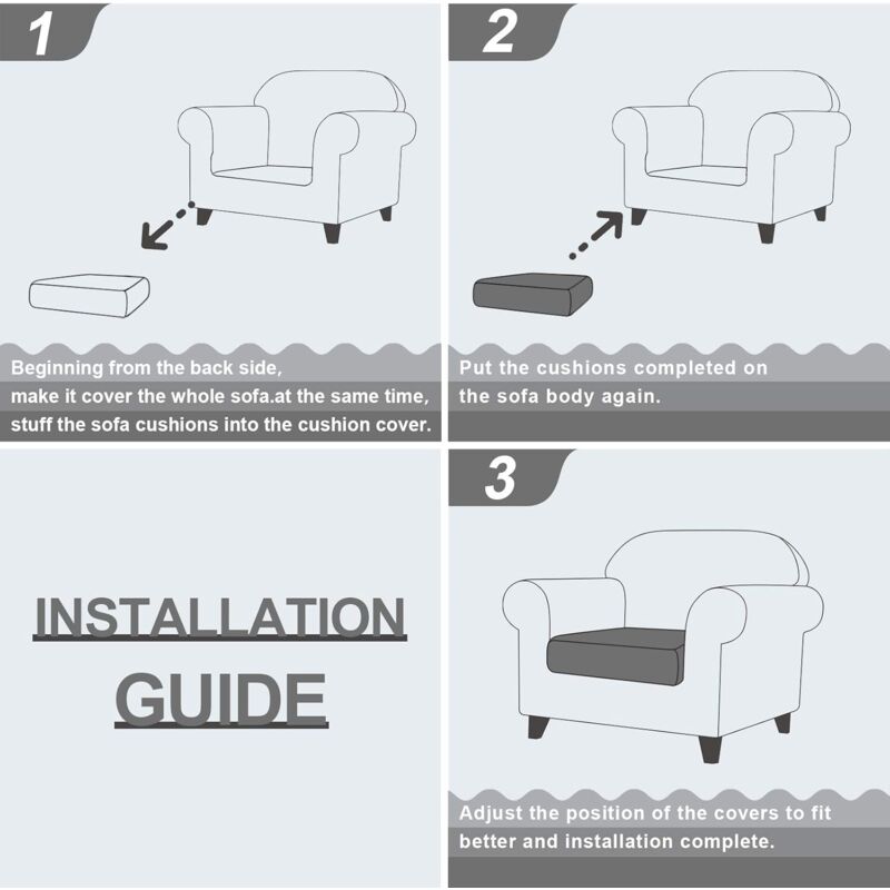 Copriseduta Divano Elasticizzato Alta qualità Protezione del Cuscino Sedile  del Divano Lavabile (2 Posti, Grigio chiaro)