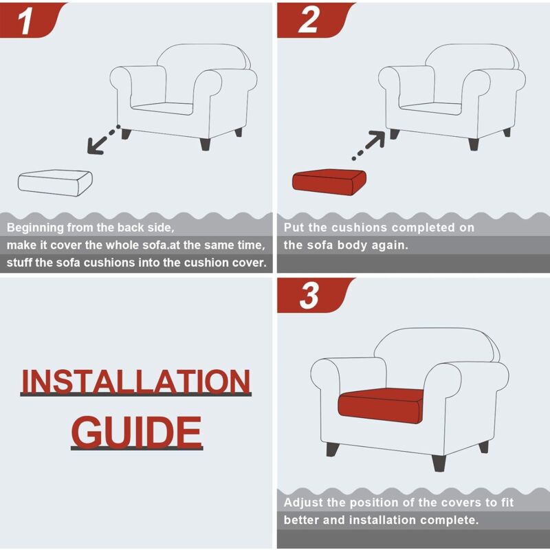 Copriseduta Divano Elasticizzato Alta qualità Protezione del Cuscino Sedile  del Divano Lavabile (1 Posto, Rosso)