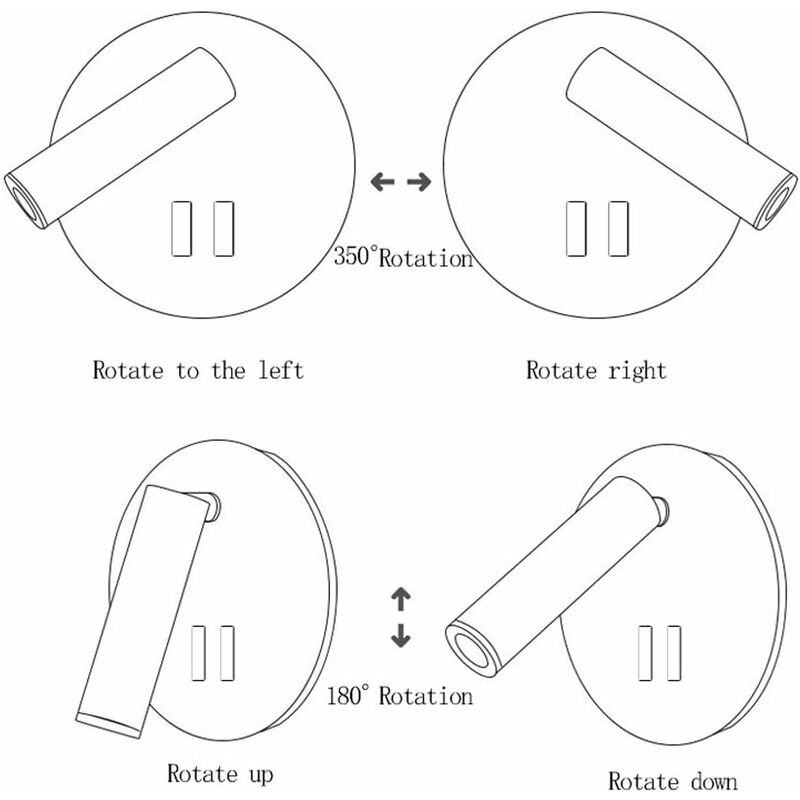 Applique Da Lettura LED 12W Con USB: Faretto Regolabile 3000K Per Comodino, Camera, Salotto (Nero) - 3