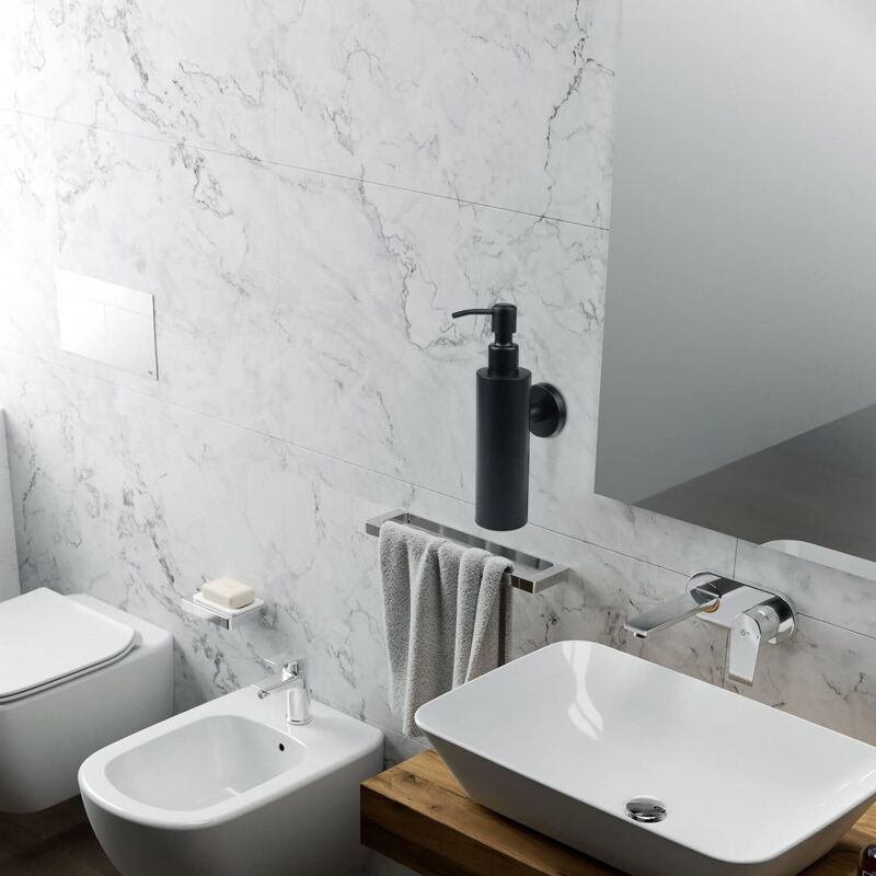 Decdeal Dispenser Sapone Da Parete 200 Ml - Per Cucina E Bagno, In ABS Trasparente, Montaggio A Vite O Adesivo - 4