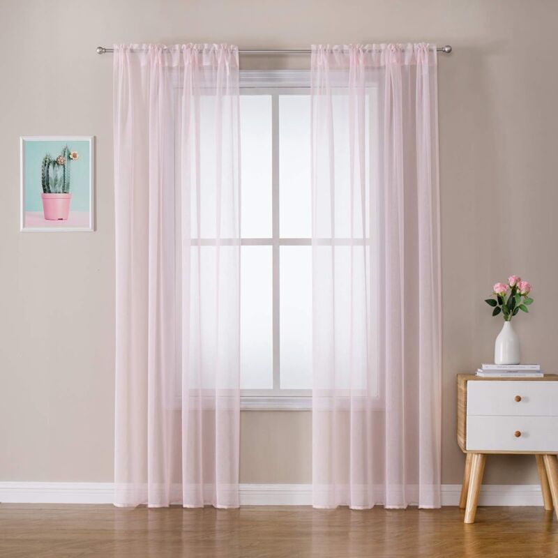 Tende per finestra a pannello, con stampa colorata, motivo: tulipani, 100 x 200 cm, velate, con drappeggio in tulle, per balcone, soggiorno, camera da letto, cucina, decorazioni, rosa, 100_x_200_cm