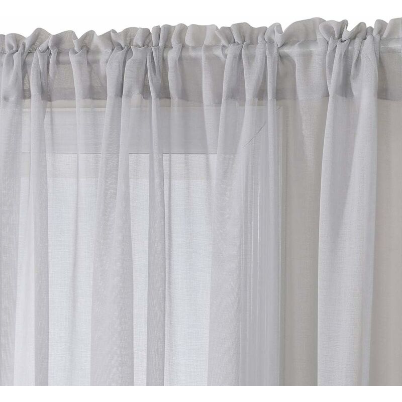 Tende Voile SIMPVALE Con Ricamo A Cuore - 2 Pannelli Trasparenti Con Passanti, Per Camera Da Letto, Soggiorno E Balcone - Foto 6