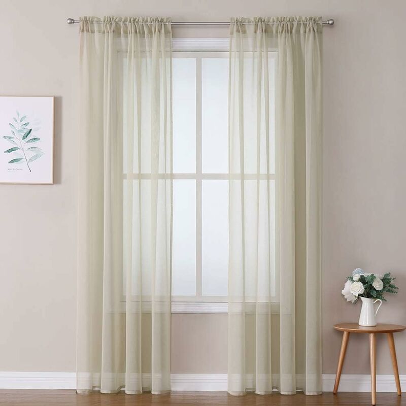 HLC.ME 4 pannelli di tende velate bianche: in voile trasparente, extra lunghe, con tasca per asta, per camera da letto e soggiorno (137,2 x 304,8 cm di lunghezza per pannello