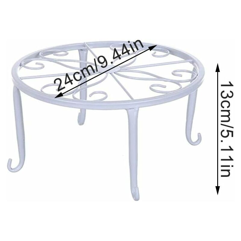 Supporto per Fiori in Metallo,2 Pezzi Supporto per Fiori in Ferro Battuto, Supporti per Vasi per Piante All'aperto, Supporto per Vaso di Fiori Bianco