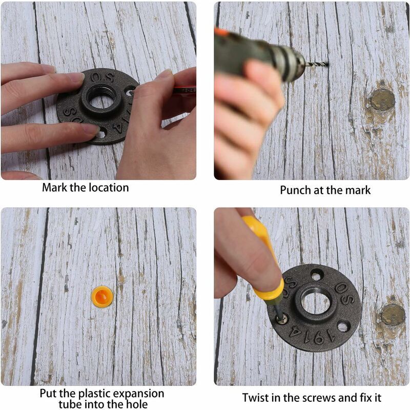 10pcs 3/4 ''BSP Flangia Per Pavimento Flangia Filettata In Ghisa Flange Per Tubi Neri Raccordo Filettato A 3 Fori Con Viti Per Mobili Industriali Decorazioni Fai Da Te Montaggio A Parete Vintage YMYN - Foto 10