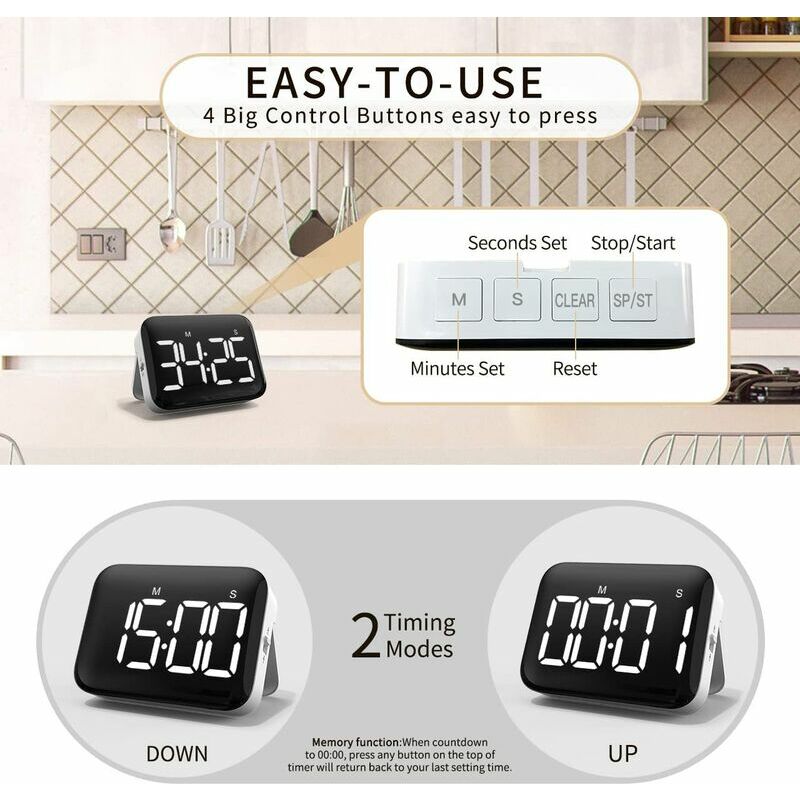 Timer da palestra LED Interval Timer conto alla rovescia digitale orologio  da parete Timer Fitness cifre Down/Up Clock cronometro per la casa