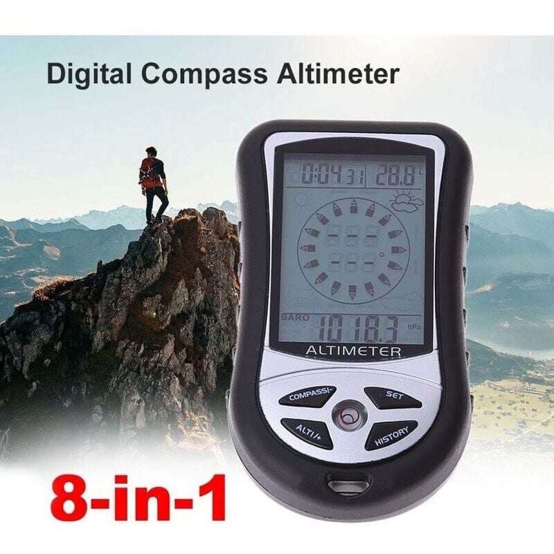 Altimetro Elettronico Portatile 8 In 1 Con Bussola, Manometro