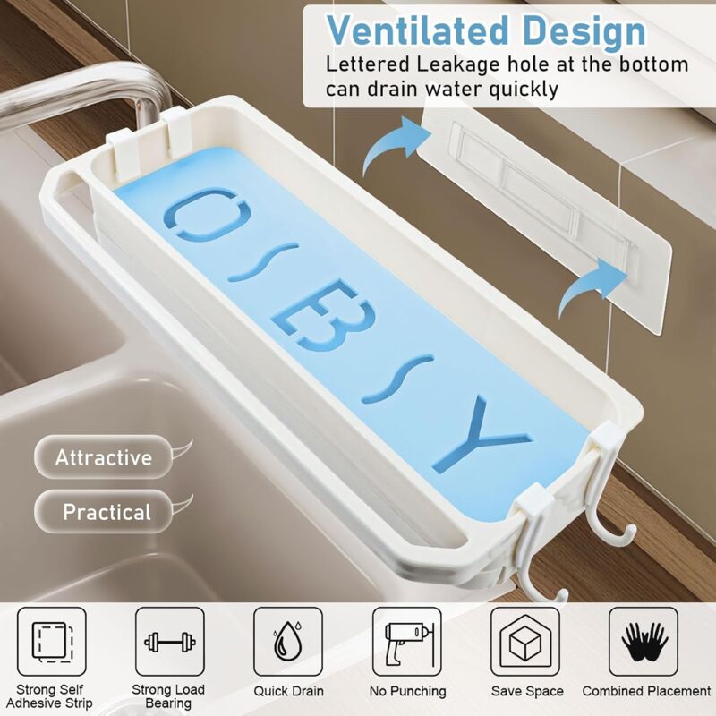 Set Di 3 Portasapone In Silicone Per Cucina E Bagno - Vassoio Di Drenaggio Con Design Autodrenante, Nero - 3