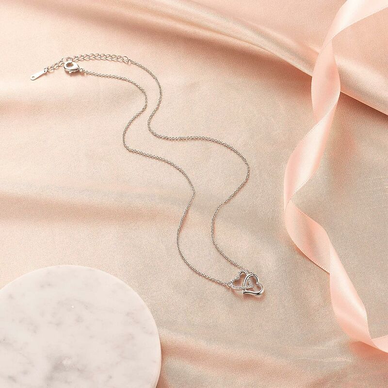 Collana A Doppio Cuore Per Suocera - Regalo Festa Della Mamma, Matrigna, Nonna - Con Messaggio E Biglietto Inclusi