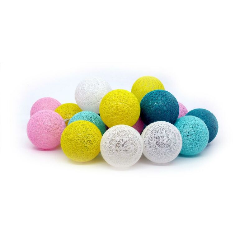 Ghirlanda di palline di cotone a LED, 20 LED, alimentata a batteria, illuminazione notturna decorativa per casa, festival di Natale, feste, giardino, cameretta dei bambini (bianco caldo